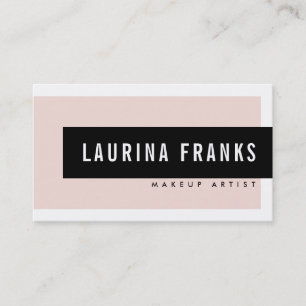 MODERN MINIMAL simple name blush pink black Business Card