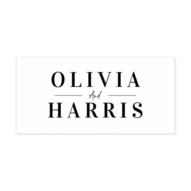 Modern minimal simple personalised couple self-inking stamp (Design)