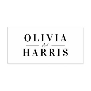 Modern minimal simple personalized couple self-inking stamp
