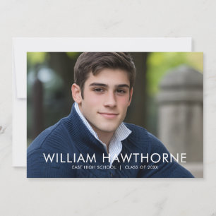 Modern Minimal Simple Photo Graduation Announcement