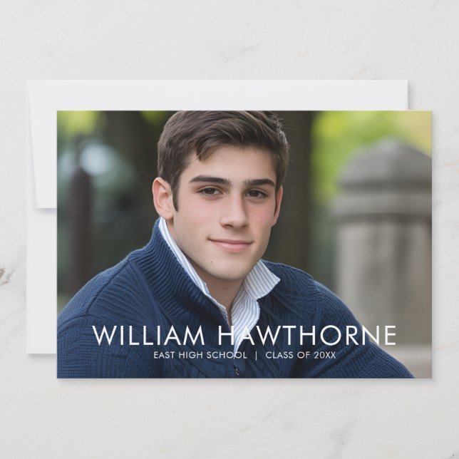 Modern Minimal Simple Photo Graduation Announcement (Front)