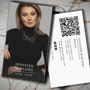 Modern Minimal Simple Photo QR Code Social Media Business Card