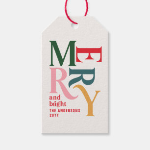 Modern minimal simple red colourful Christmas Gift Tags