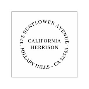 Modern Minimal   Simple Round Return Address Self-inking Stamp