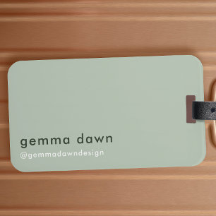 Modern Minimal Simple Sage Green Instagram Luggage Tag