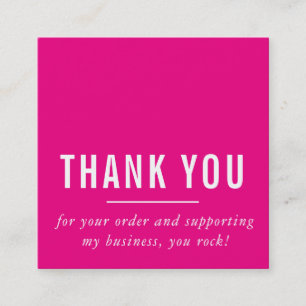 MODERN MINIMAL simple thank you bright pink LOGO Square Business Card