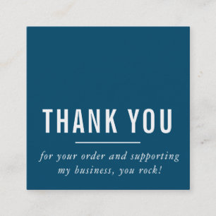 MODERN MINIMAL simple thank you dark blue LOGO Square Business Card