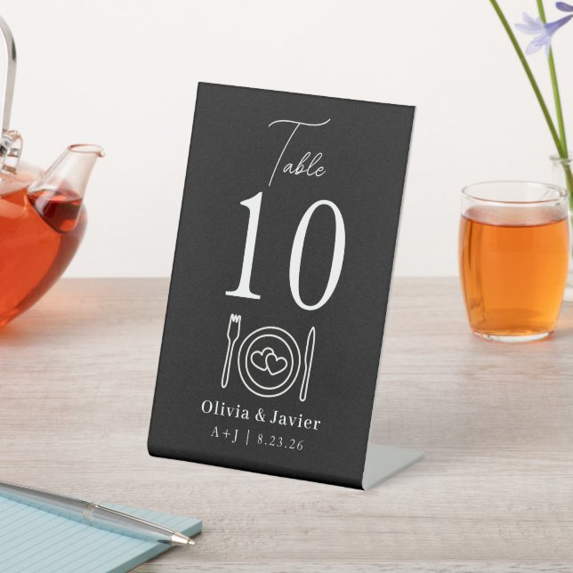 Modern Minimal Simple Wedding Table Numbers Pedestal Sign (In SItu)
