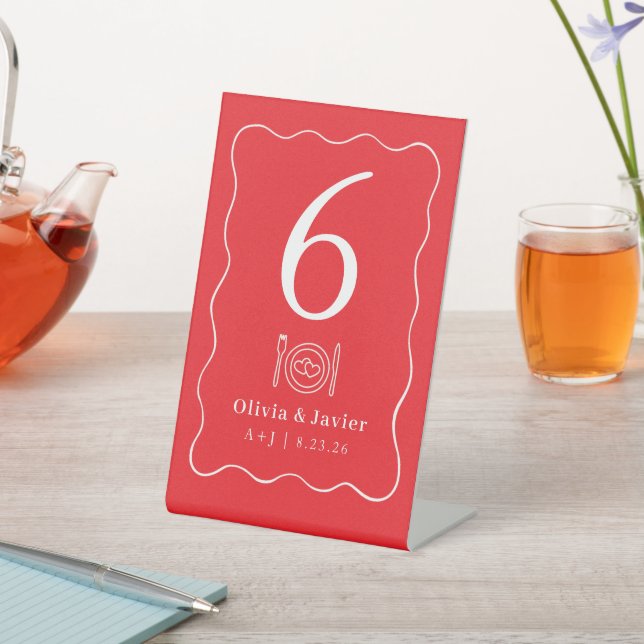 Modern Minimal Simple Wedding Table Numbers Pedestal Sign (In SItu)