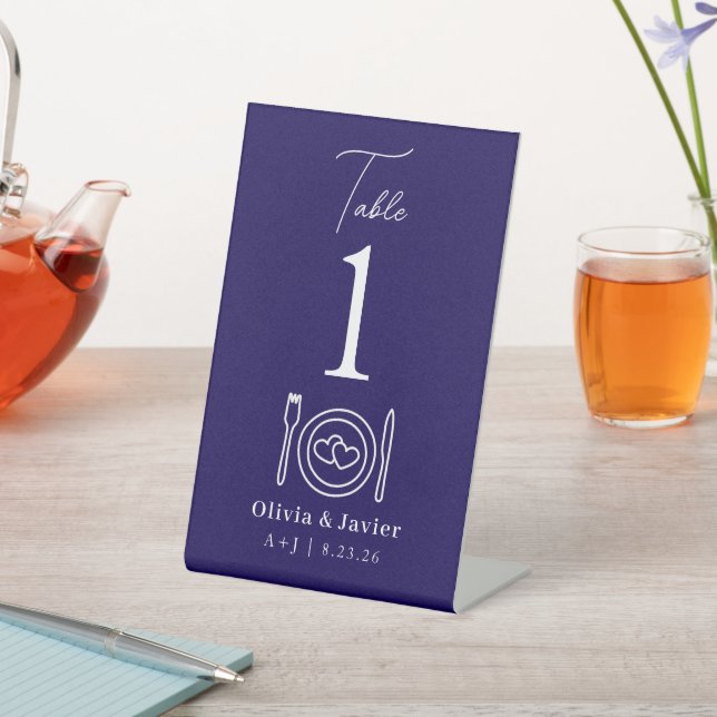 Modern Minimal Simple Wedding Table Numbers Pedestal Sign (In SItu)