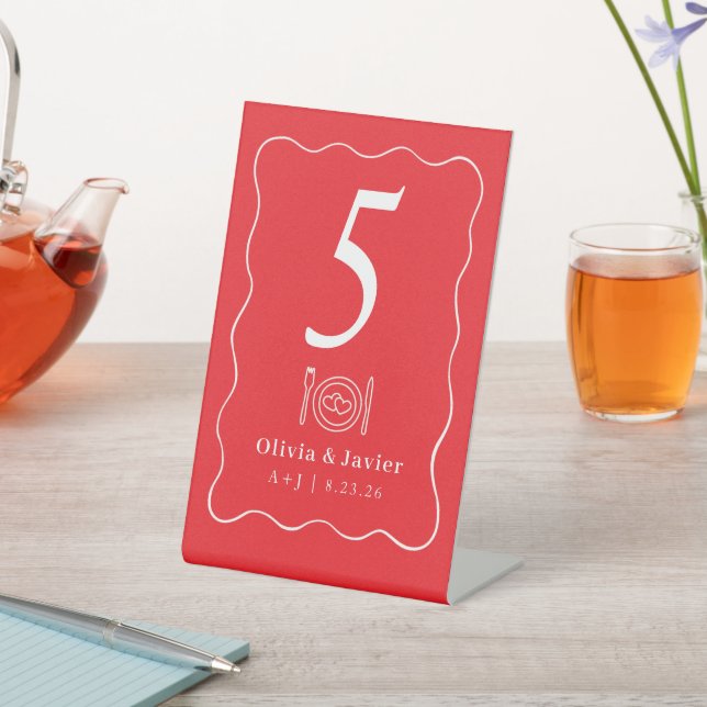 Modern Minimal Simple Wedding Table Numbers Pedestal Sign (In SItu)