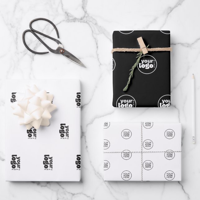 Modern Minimal Simple Your Logo Here Wrapping Paper Sheet (Front)