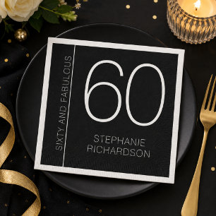Modern Minimal Sixty and Fabulous 60th Birthday Napkin