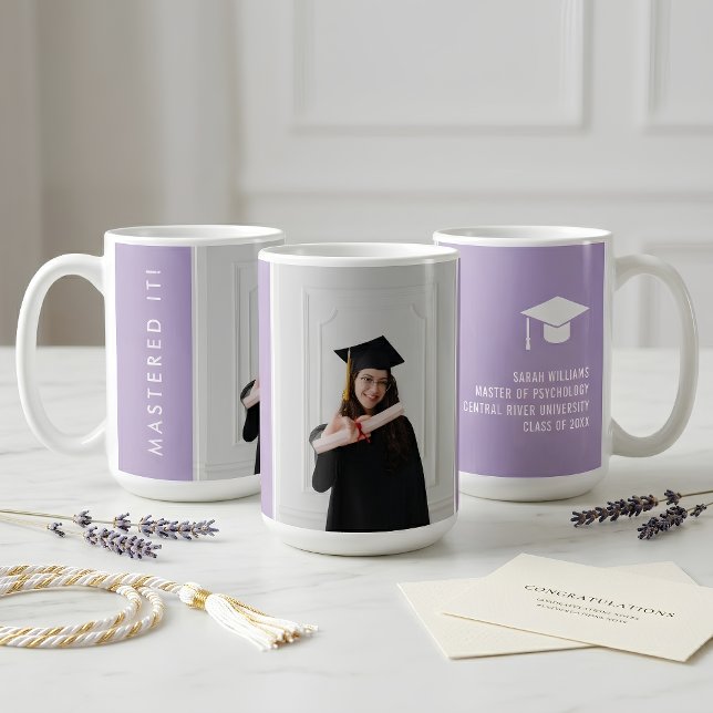 Modern Minimal Sleek Chic Masters Graduation Gift Coffee Mug (Creator Uploaded)