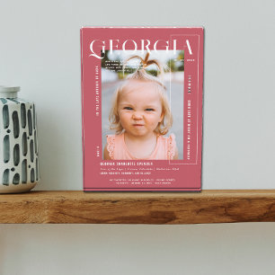 Modern Minimal Snapshot Any Year Birthday Photo Block