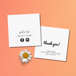 Modern Minimal Social Media Follow Me Square Business Card