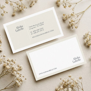 Modern Minimal Soft Beige & White Typographic Business Card