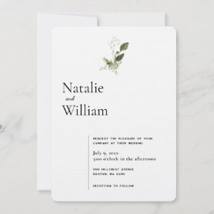 Modern Minimal   Spring Greenery Wedding Invitation