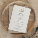 Modern Minimal | Spring Greenery Wedding Menu<br><div class="desc">Beautiful menu cards to compliment your table settings at your wedding or next dinner party. Beautiful and delicate watercolor greenery adorns this elegant menu that is completely customisable. The reverse side features more greenery and room to add any additional details if needed. Perfect for any event. Vibrant, earthy, and luscious!...</div>