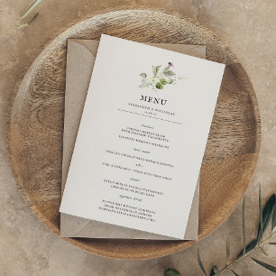 Modern Minimal Spring Greenery Wedding Menu