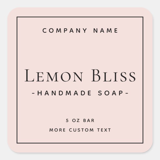 Modern minimal square blush pink product label (Front)