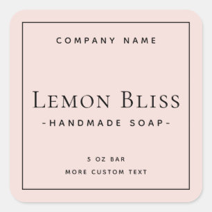 Modern minimal square blush pink product label