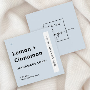 Modern minimal square dusty blue product label