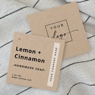 Modern minimal square Kraft paper product label