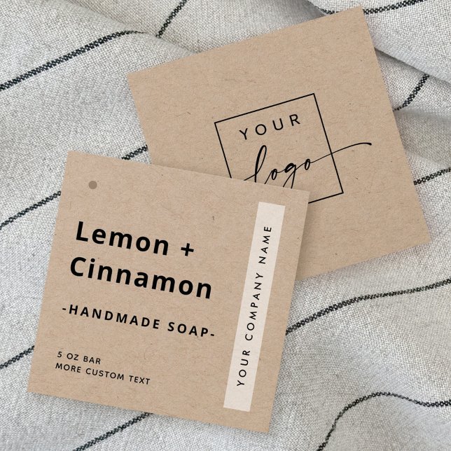 Modern minimal square Kraft paper product label (Creator Uploaded)