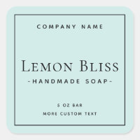 Modern minimal square light blue product label