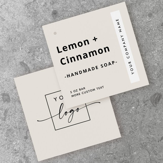 Modern minimal square light tan brow product label (Creator Uploaded)