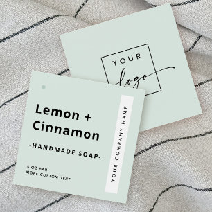 Modern minimal square pale sea green product label