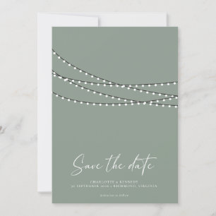 Modern Minimal String Lights Photo Save the Date