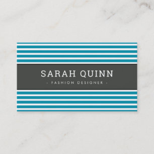 MODERN MINIMAL STRIPE aqua blue dark grey white Business Card