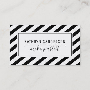 MODERN MINIMAL STRIPE simple black white Business Card
