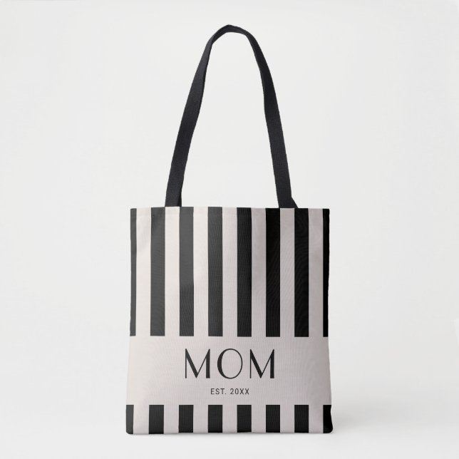 Modern Minimal Stripes Mum Established Tote Bag (Front)
