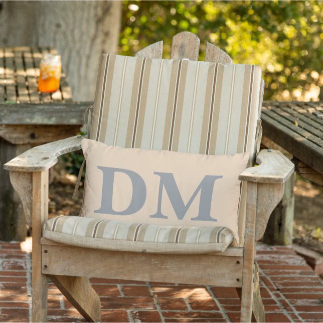 Modern minimal style Elegant initials pink grey Lumbar Cushion (Chair)