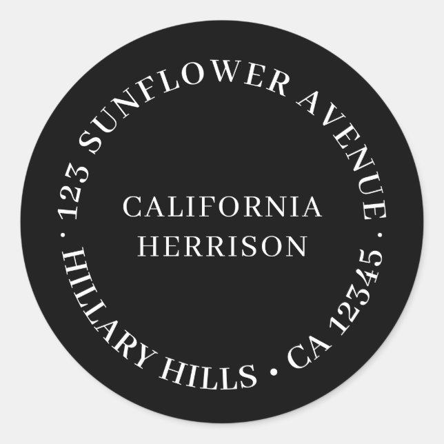 Modern Minimal Stylish Black Design Classic Round Sticker (Front)