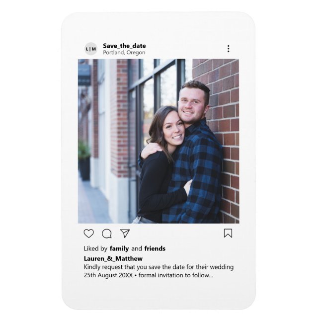 Modern Minimal Stylish Custom Photo Instagram Magnet (Vertical)