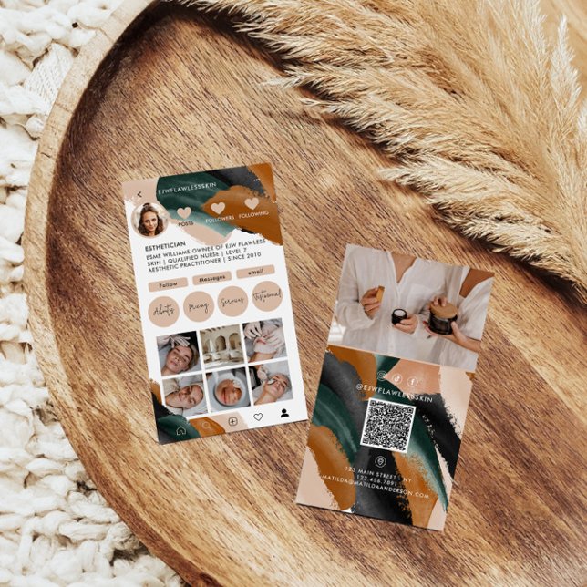 Modern minimal stylish multi photo QR CODE Busines Business Card (Creator Uploaded)