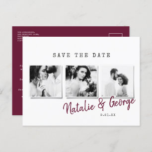 Modern minimal stylish multi photo wedding announcement postcard