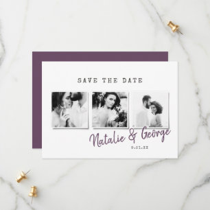 Modern minimal stylish multi photo wedding save the date