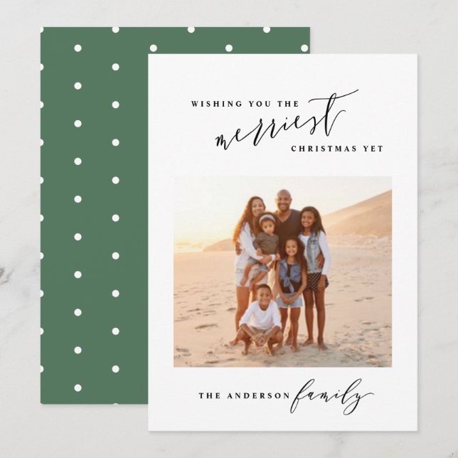 Modern minimal stylish script photo Christmas Holiday Card (Front/Back)