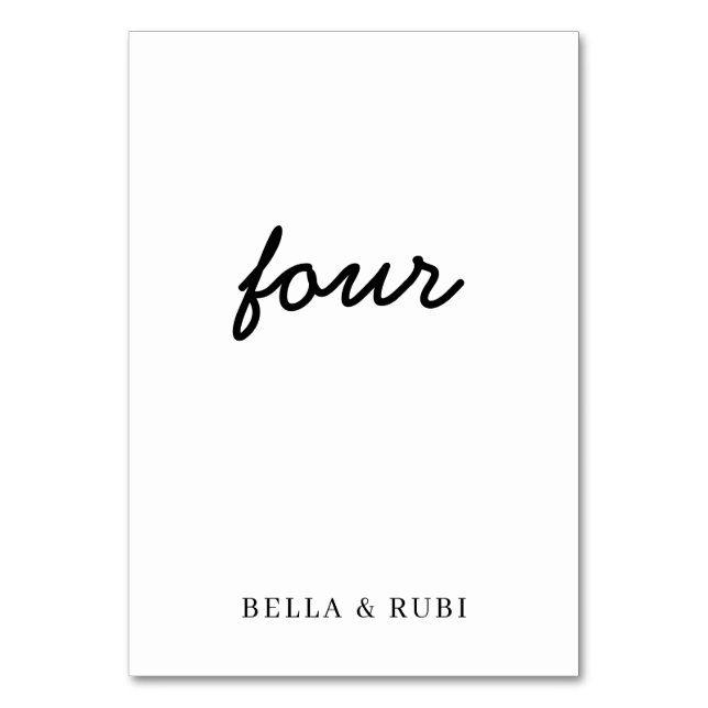 Modern Minimal Stylish Script Wedding Design Table Number (Front)