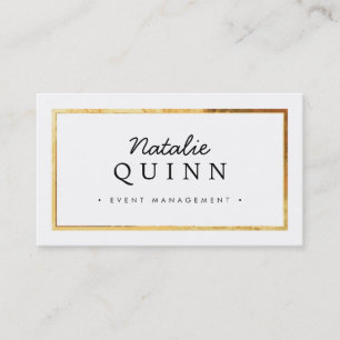 MODERN MINIMAL super stylish gold border black Business Card