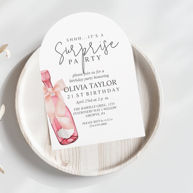 Modern Minimal Surprise 21st Birthday Girl Party Invitation (Creator Uploaded)