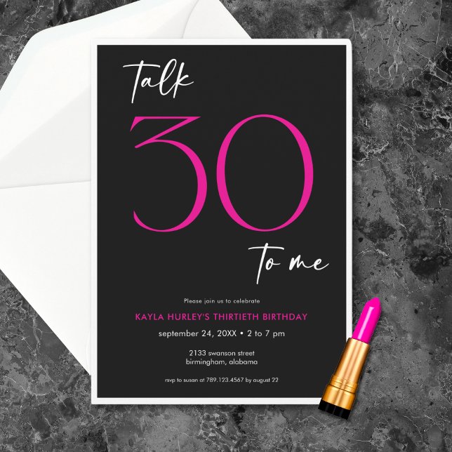 Modern Minimal Talk Thirty Birthday Invitation (Modern Minimal Talk Thirty Birthday Invitation)