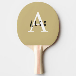 Modern Minimal Tan Monogram Ping Pong Paddle