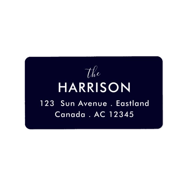 Modern Minimal Teal Blue Elegant Address Design Label (Front)