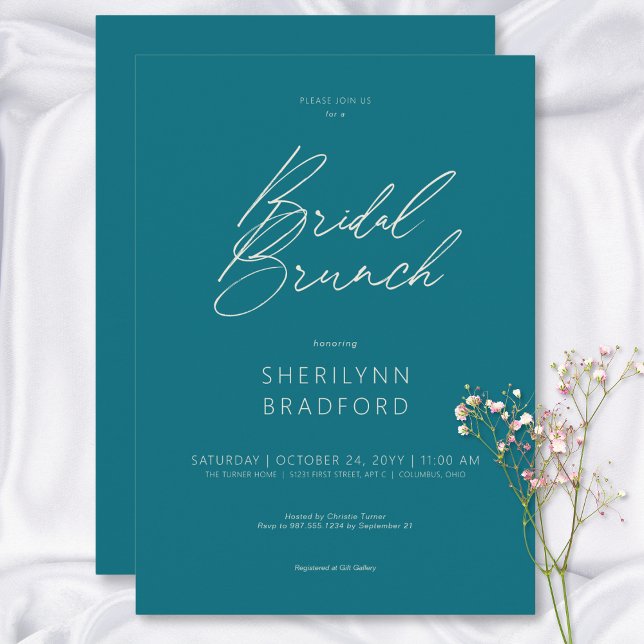 Modern Minimal Teal Bridal Brunch Invitation (Modern Minimal Teal Bridal Brunch Invitation)